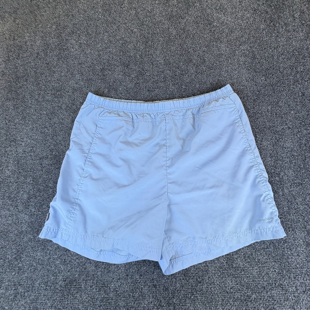 Reebok Athletic Shorts Mens 32x7 Baby Blue Logo Performance Elastic Waistband